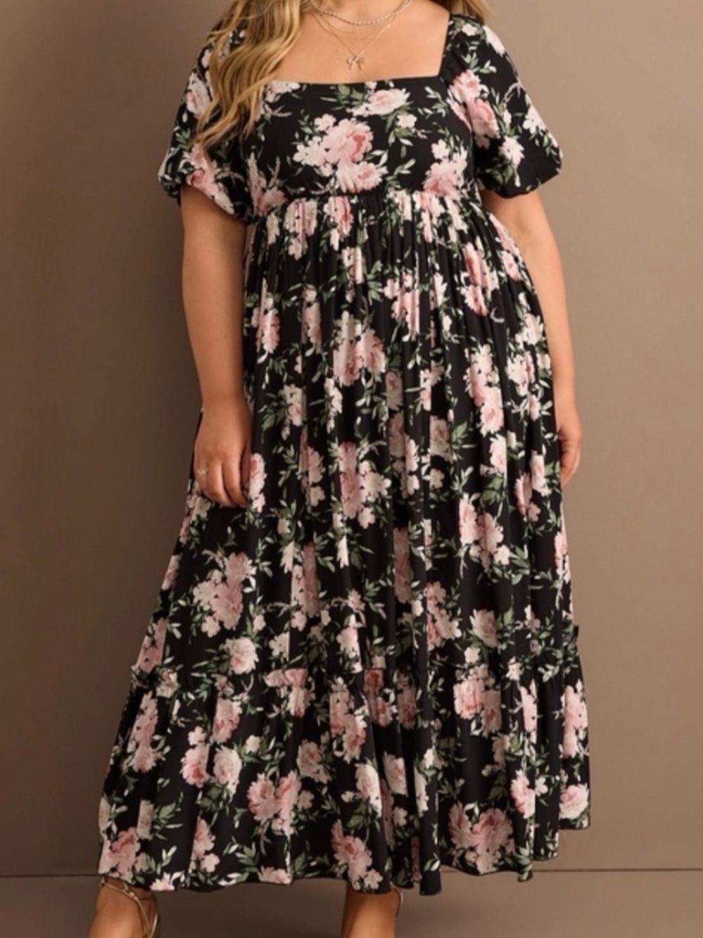 Arula Plus Floral Square-Neck Maxi Dress